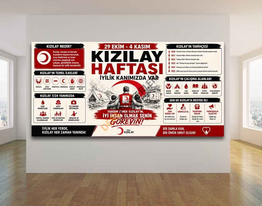 Kızılay Haftası Panosu Okul Posteri
