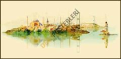 İstanbul Silüeti Manzarası Okul Posteri