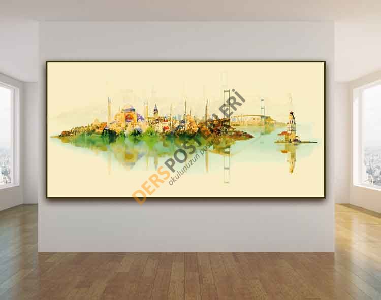 İstanbul Silüeti Manzarası Okul Posteri