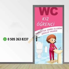 Kız Öğrenci Tuvaleti Kapı Giydirme
