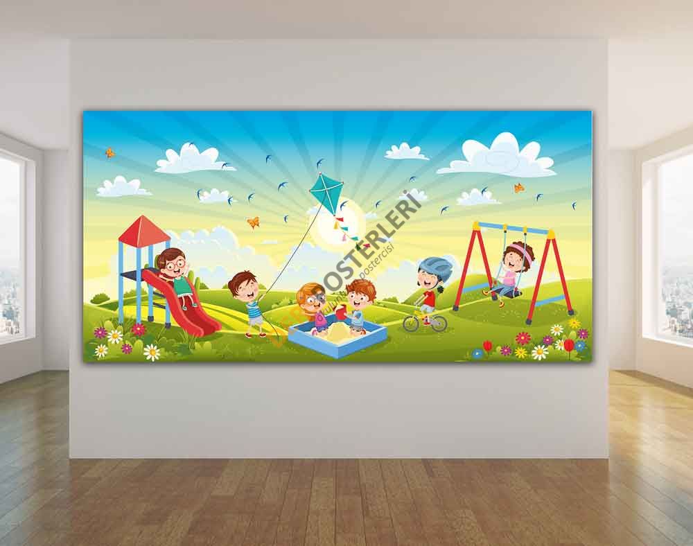 Eğlenen Çocuklar Okul Posteri