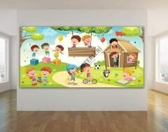 Eğlenerek Öğrenen Çocuklar Okul Posteri