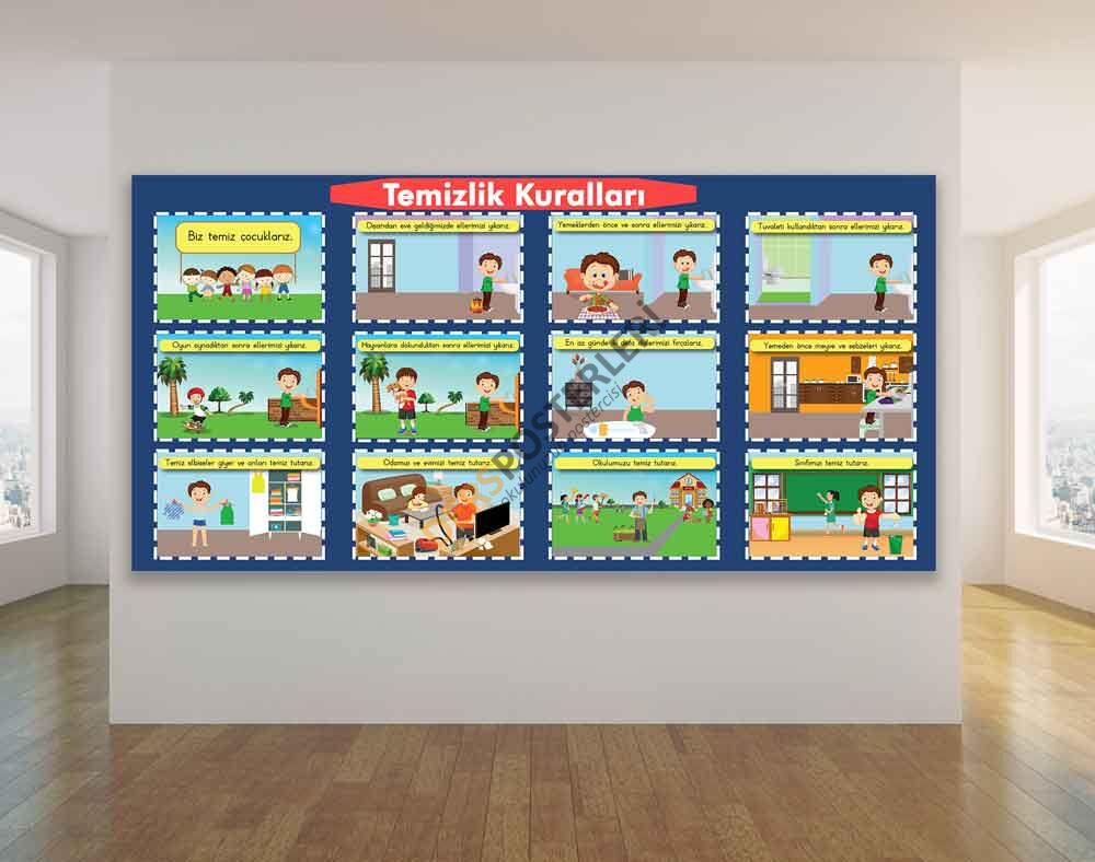 Temizlik Kuralları Okul Posteri