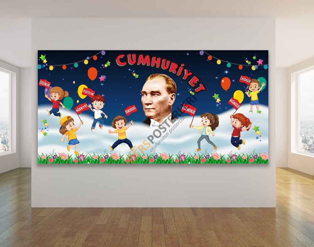 29 Ekim Cumhuriyet Bayramı Okul Panosu Posteri
