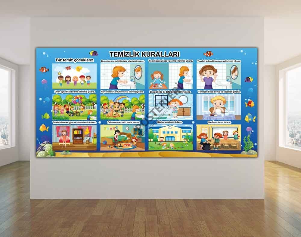 Temizlik Kuralları Okul Posteri