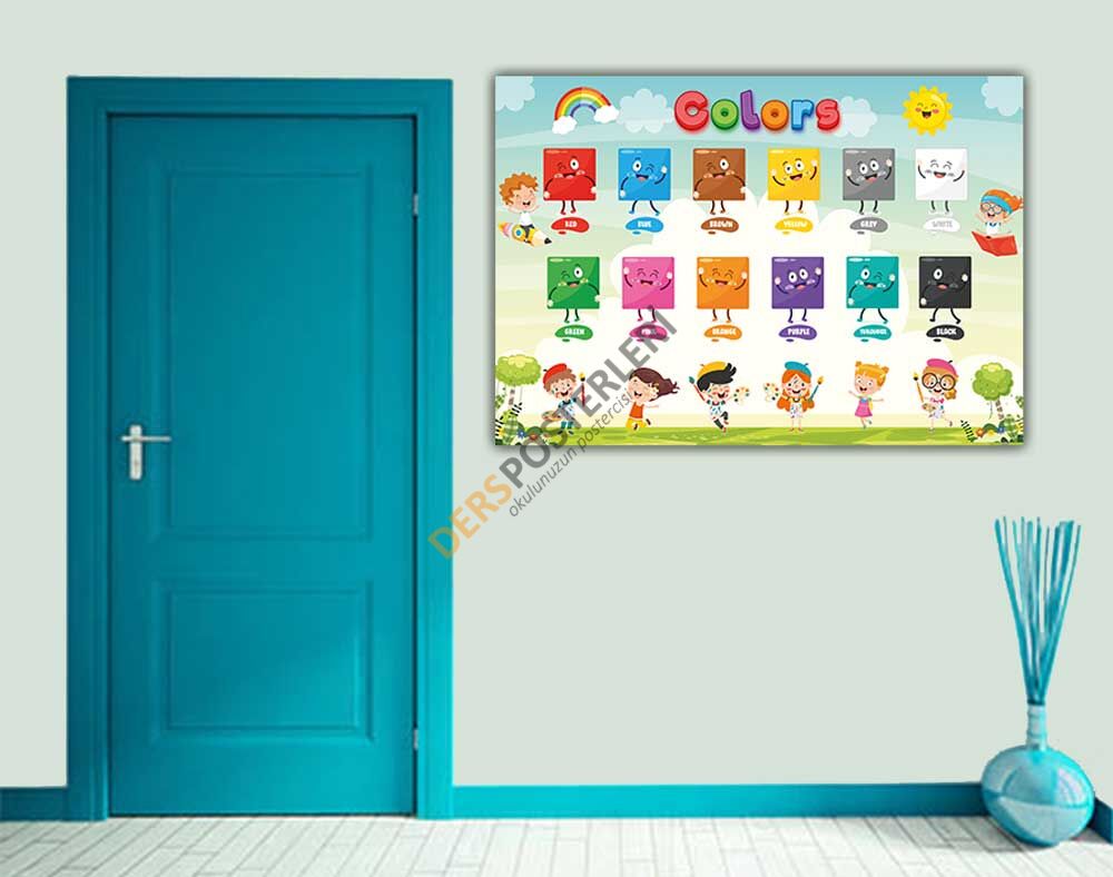 İngilizce Renkler Okul Posteri