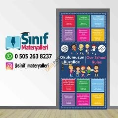 Okul Kuralları İngilizce Türkçe Kapı Giydirme