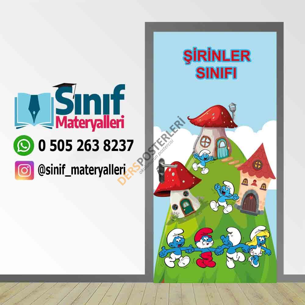 Şirinler Sınıfı Anaokulu İlkokul Kapı Giydirmesi