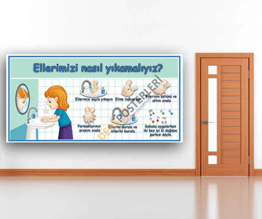 Ellerimizi Nasıl Yıkamalıyız Okul Posteri