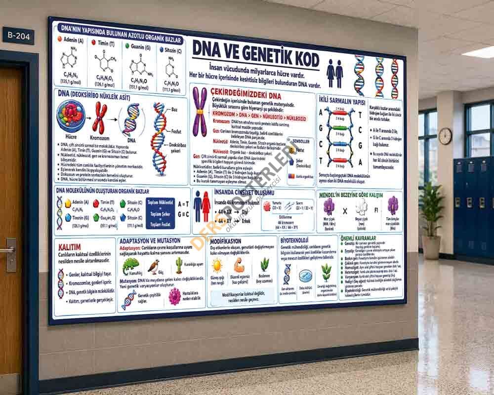 DNA ve Genetik Kod Okul Posteri