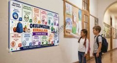 Okul Kuralları Posteri İngilizce Türkçe