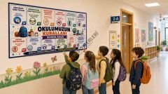 Okul Kuralları Posteri İngilizce Türkçe