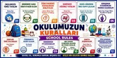 Okul Kuralları Posteri İngilizce Türkçe