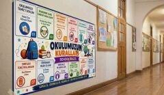 Okul Kuralları Posteri İngilizce Türkçe