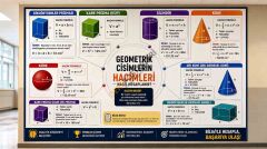 Geometrik Cisimlerin Hacim Hesapları Okul Posteri