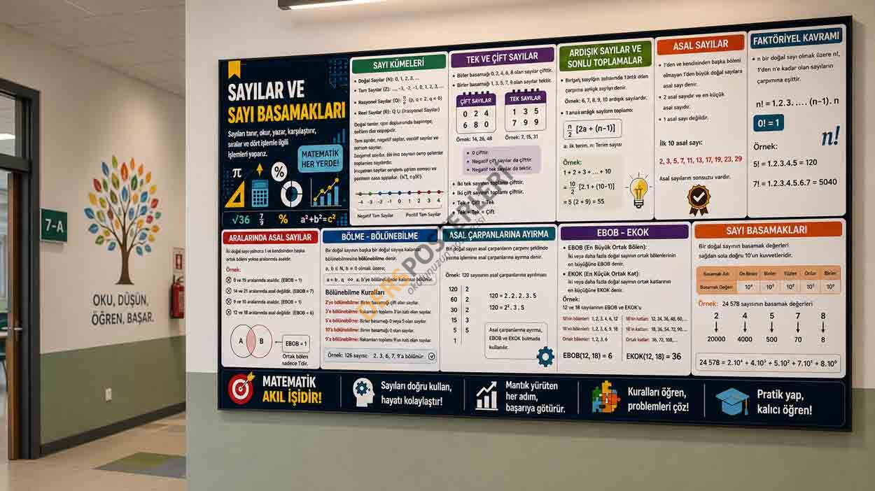 Sayılar ve Sayı Basamakları Matematik Okul Posterleri
