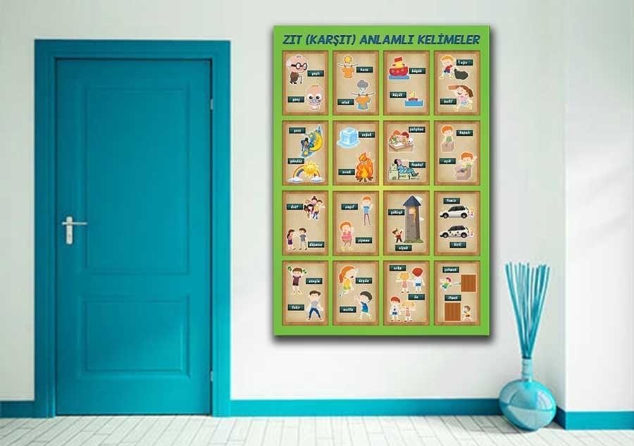 Zıt Anlamlı Kelimeler Okul Posteri