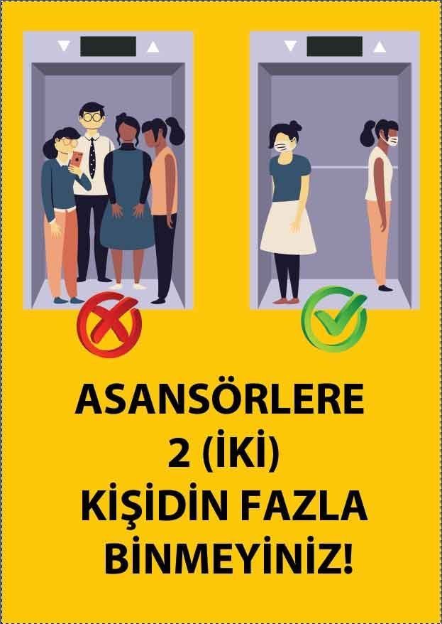 Korona Virüs Sosyal Mesafe Bandı Asansör Uyarısı